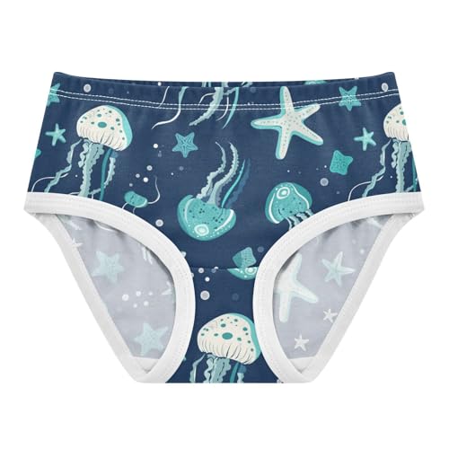 Wusikd Jellyfish Starfish Girls' Underwear Cotton Blue Girls Briefs Soft Toddler Underwear 2T