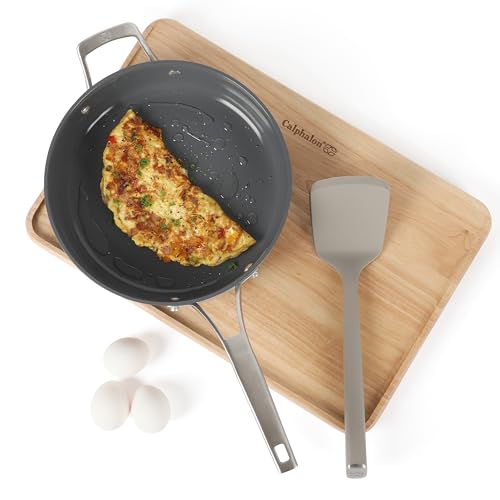 Image of Calphalon Edge Silicone Turner, Flexible Silicone Cooking Spatula with Reinforced Core, Heat-Resistant Nonstick-Safe Turner for Flipping & Cooking, Taupe
