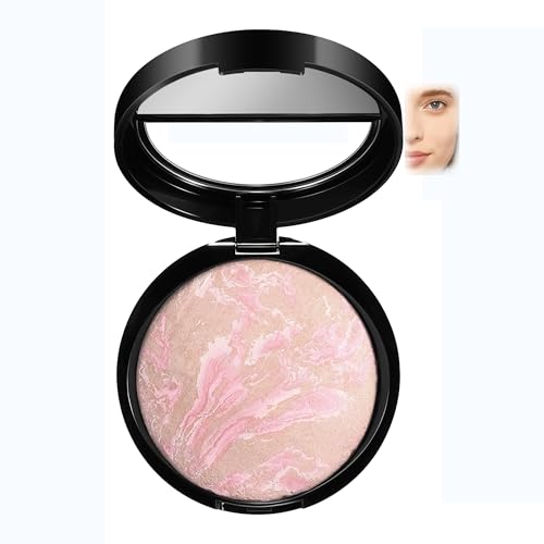 Image of AKARY Baked Powder Foundation, Oil Control Correcting Foundation, Buildable Light to Medium Coverage - Demi-Matte Natural Flawless Finish Smooth Lightweight Setting Powder Palette, 01 Porcelain