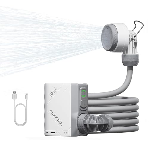 FLEXTAILGEAR Portable Electric Shower Pump, Compact Outdoor Camping Shower, Type-C Fast Charging, 2 Shower Modes for Outdoor Shower, Car Washing, Dishwashing, Pet Cleaning, Beach Vacations