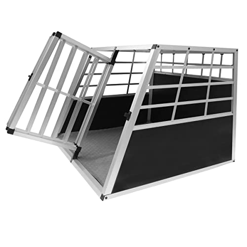 Monster Shop Auto Hundetransportbox große Doppelbox Hundebox Transportbox Gitterbox Fahrzeugbox Kofferraumbox Katzen Hunde Aluminium Trapez