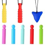 8 pezzi set masticazione con cappuccio penna e collana, antistress, tappi in silicone,matite flessibili,massaggiagengive silicone