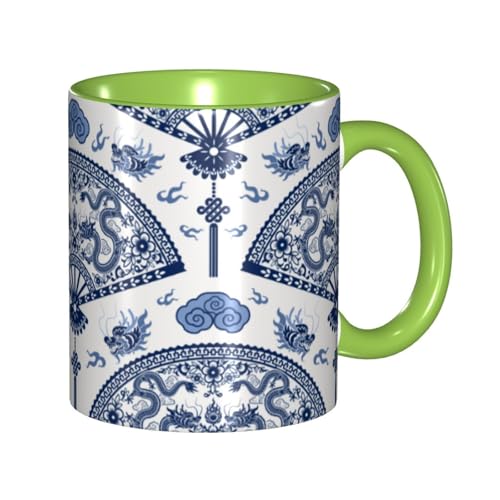 マグカップ 青 龍 ドラゴン柄 和風 伝統 コーヒーカップ 330ml 陶器 食器 おしゃれ 男女兼用 ミルクコップ コーヒー ティー オフィス 家庭用 誕生日 贈り物