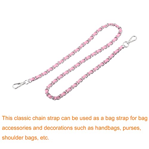 Sangle de chaîne de sac à main de rechange anse plate rose argenté 81cm