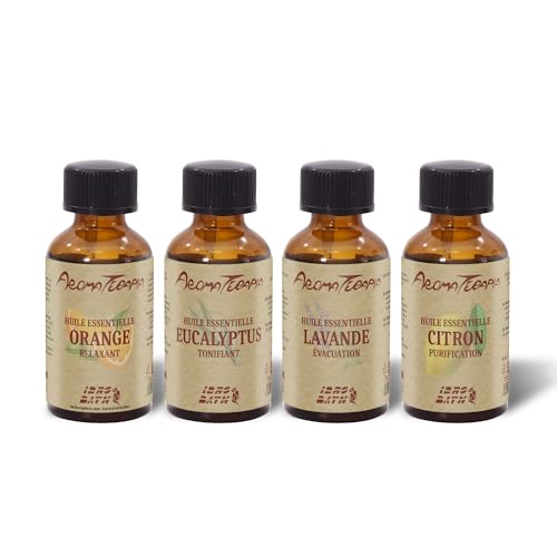 Kit de baño hidroterapéutico surtido con aceites esenciales mezclados, naranja, eucalipto, limón, lavanda, para sauna y baño turco, 4 unidades de 100 ml.