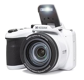 KODAK Pixpro Astro Zoom AZ405 - Fotocamera Digitale Bridge, Zoom 40X, Obiettivo Grandangolare 24 mm, 20 Megapixel, LCD 3, Video Full HD 1080p, OIS, Batterie AA - Bianco