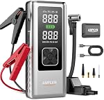 Démarreur de saut de batterie de voiture Air Compresseur 160PSI, 5000A Portable Jump Start Batterie Booster Pack (Tous Gas/10L Diesel),12V Boîte de saut d'entrée avec câbles de saut, charge rapide de type C, 3 Lumière en mode