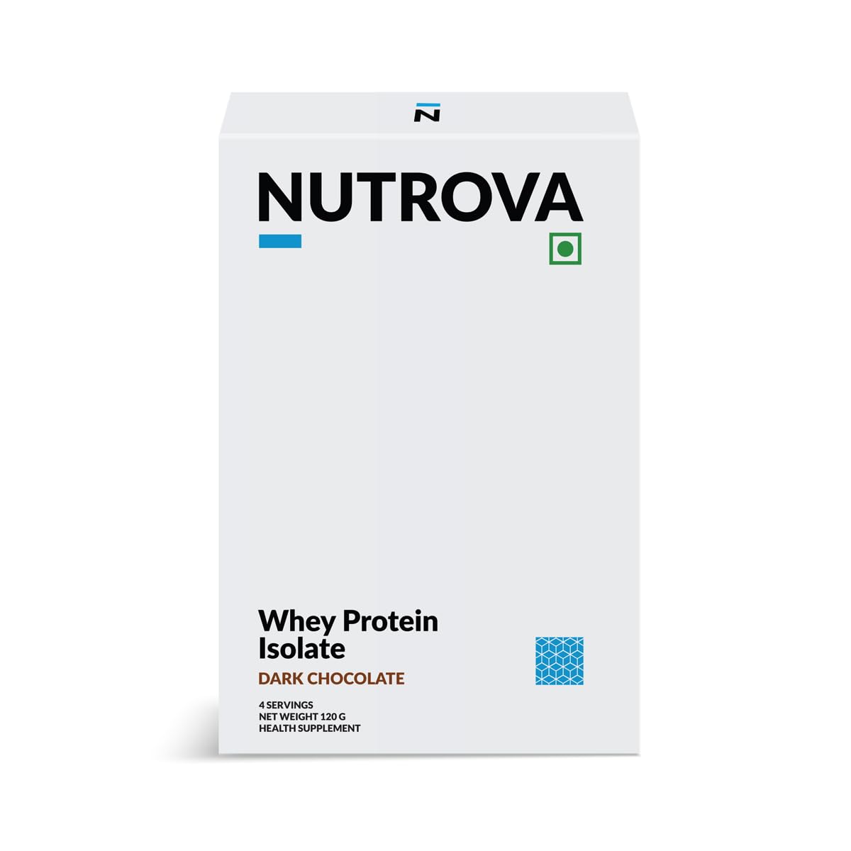 Nutrova Whey Protein Isolate Dark Chocolate 120g (4 Sachets - Travel Pack) 24g Protein Every 30g Sachet & 5.5g BCAAs | Protein Powder for Men & Women with no Artificial Sweeteners or Added Sugars | Easy to Digest
