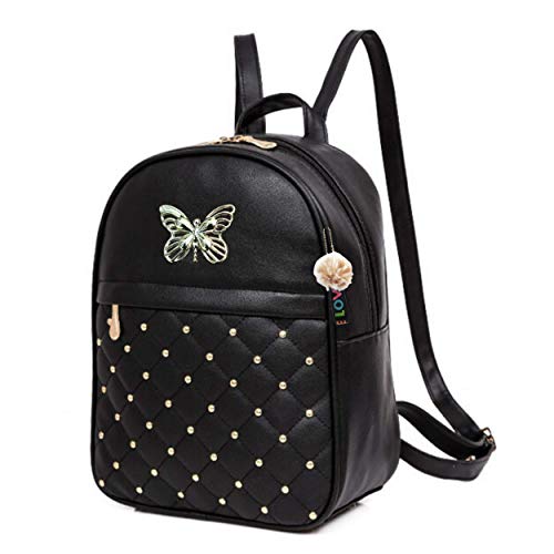 ShopyVid® PU Leather Pompom Keychain Butterfly Backpack for Girl’s