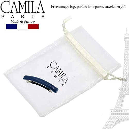 Camila Paris Cp3456 French Hair Barrette Clip For Girls Dark Blue, Rubberized Metal Clasp Strong Hold Grip Hair Clips For Women, No Slip Durable And Styling Girls Hair Accessories, Made In France #TOP3