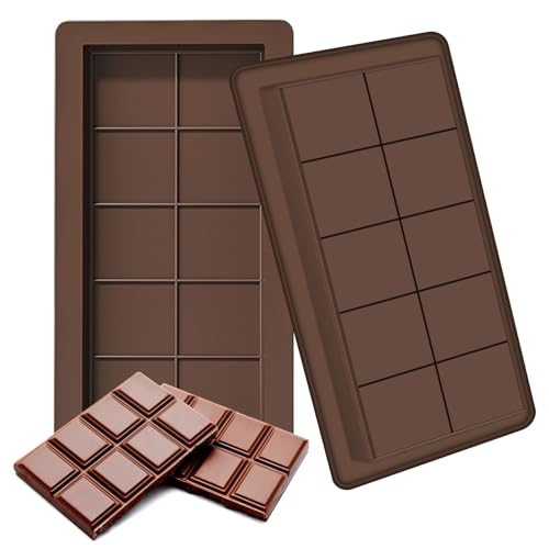 Amlope Lot de 2 Moules Tablette Chocolat Dubai Moule à Chocolat Profond en Silicone Maison Moule à Chocolat Moule Antiadhésif en Silicone pour Chocolat et Bonbons Sans BPA