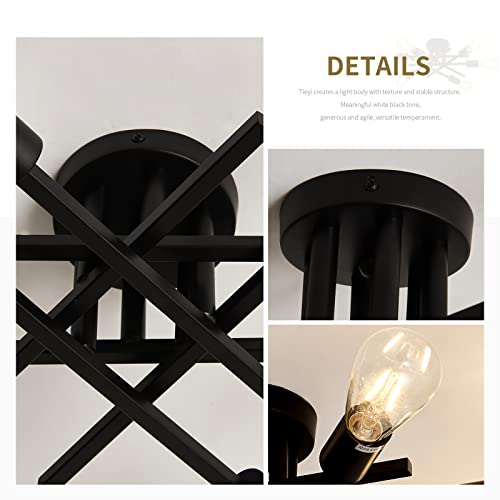Asgyisa Semi Flush Mount Modern Ceiling Light Fixture， 6 Lights Black Vintage Matte Sputnik Chandelier Ceiling Lamp With E26 Bulb Base For Farmhouse Dining Room Living Room Bedroom Study Kitchen #TOP7