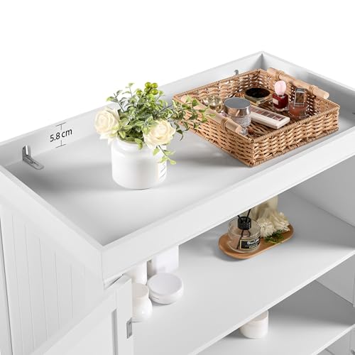 Miniatura 8 de Yaheetech Armario De Almacenamiento Con 4 Puertas Y 1 Cajón, 183.5x76.5x40.5 Cm, 2 Estantes Ajustables Para Cocina, Salón Y Entrada, Blanco