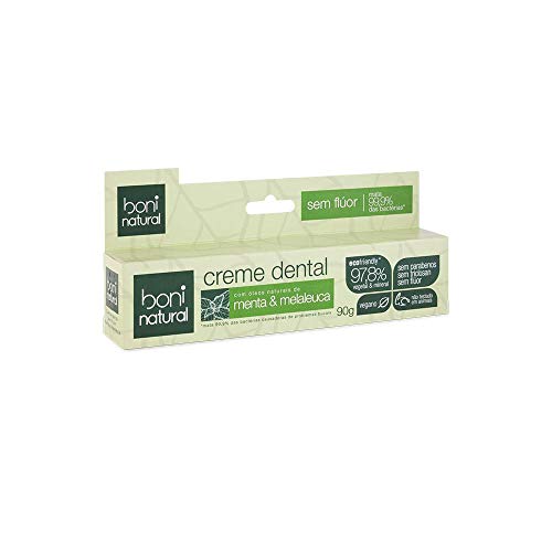 Kit Enxag Bucal s Flúor Boni Natural Menta e Melaleuca 500ml + Creme Dental 90g