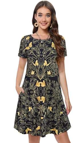 Image of Summer Dresses for Women Casual Tshirt Short Sleeve Floral Sundress Beach Cover Ups with Pockets 2026