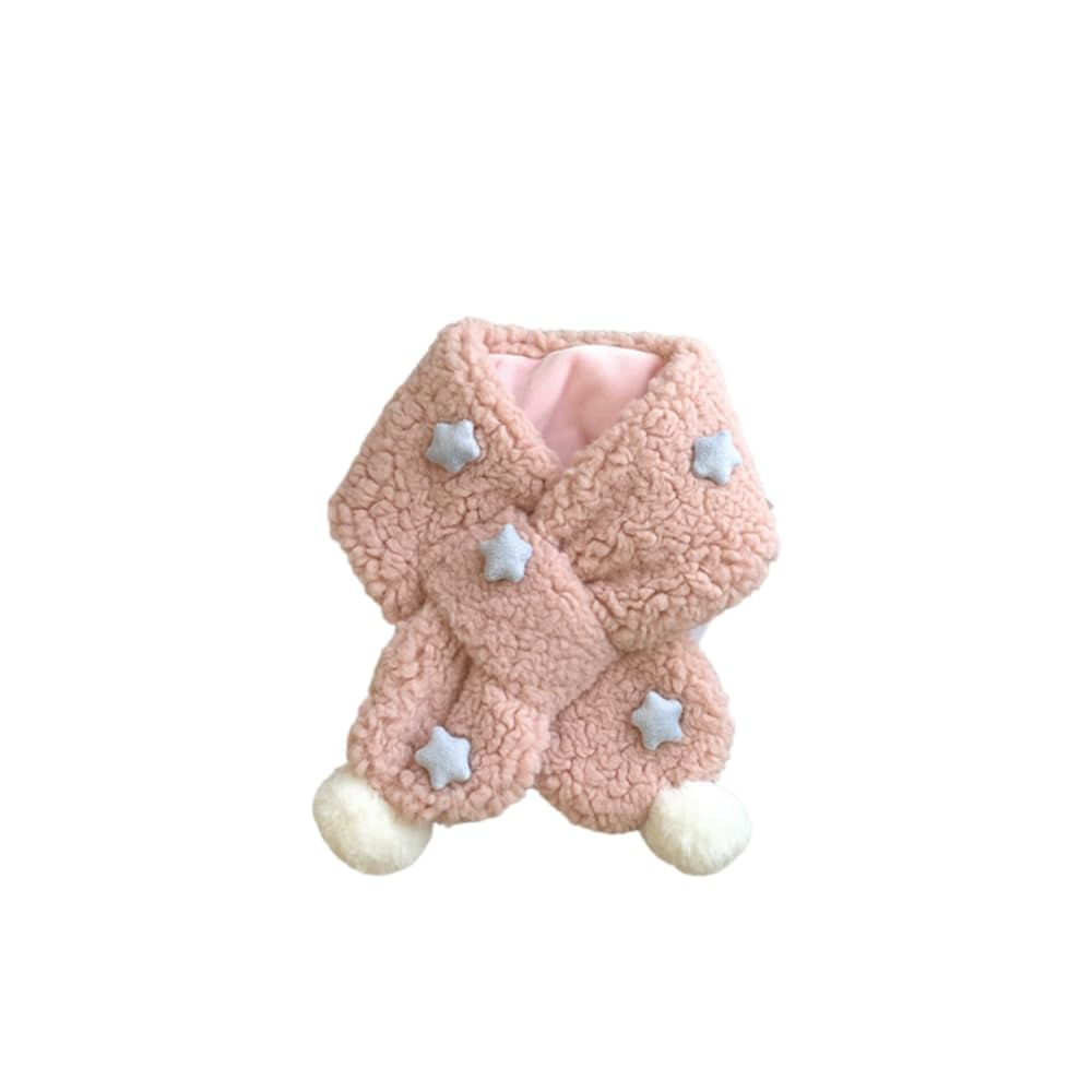 ISABELLA MOON Kids Winter Beanie Scarf for 2-10 Years Old Boys Girls.Outdoor Warm Fleece Lined Thermal Knit Fluffy Pom (Pink)