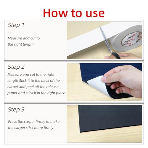 WELSTIK Doppelseitiges Teppichklebeband - strapazierfähig für Teppichböden, Stark klebend, ablösbar und rückstandsfrei, 50mm*27m