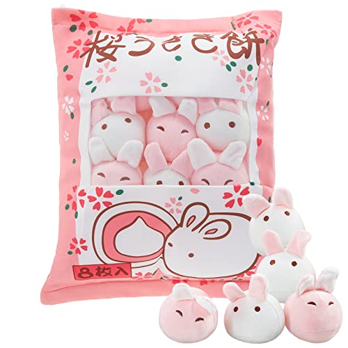 Civaner Cute Plush Pillow Kawaii Room Decor Throw Pillow Removable Stuffed Animal Fluffy Christmas Home Decor Gifts(Bunny)