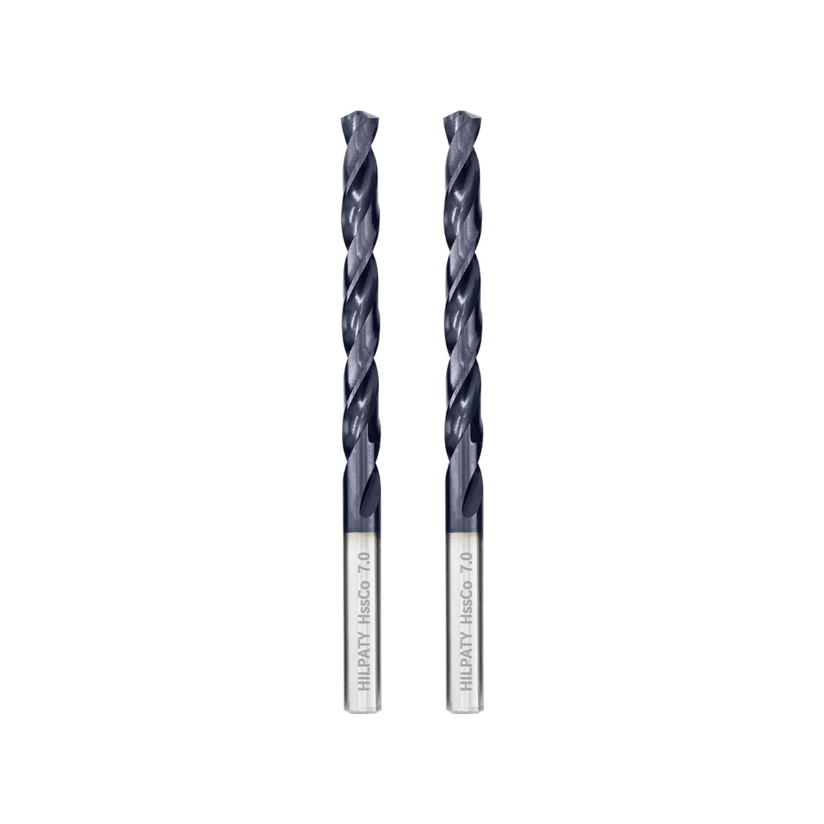 Hilpaty Cobalt Drill Bits 7.0mm x 2pcs M35 HSS Drill Bit for Metal, AlTiN Coating, Standard DIN 338 (7.0mm x 109mm x 2pcs)