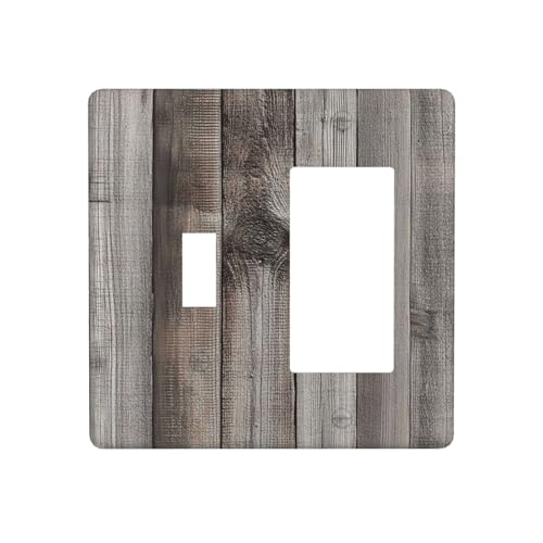 Donecmminery Outlet Covers Vintage Brown Gray Wood Texture 1 Toggle 1 Rocker Combination Decorative Wall Plate Electrical Switch Plates Light Switch Cover Plate For Farmhouse Cabin Decor