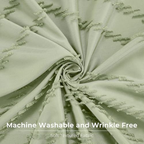 Green Boho Shower Curtain - 72 x 84, Tufted Chevron Textured Striped Fabric, Modern Minimalist for Bathroom by TURKIO - Image 4