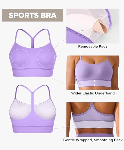 BRXL Y Back Sports Bras for Women Padded Racerback Low Impact Soft Thin Strap Workout Yoga Gym Casual Purple XL — view 3