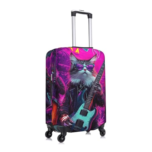 Hiphop Cat Print Travel Luggage Cover Elastic Baggage Protector Fits 18-21 Inch Luggage3