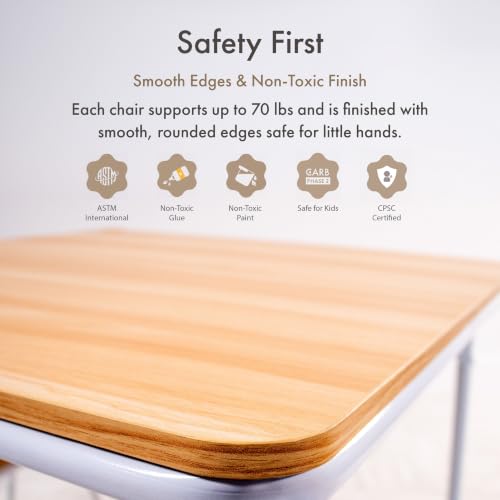 Image of Humble Crew Toddler Table and Chair Set for Kids, Wood Activity Furniture | Sturdy 3 piece playroom or bedroom desk, perfect size for crafts, snacks, homework, and learning, includes 2 matching seats