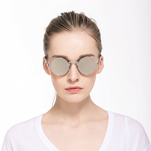 Dollger Retro Round Sunglasses Circle Lens Steampunk Style Metal Frame #TOP4