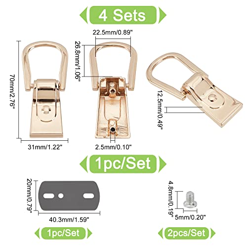 WADORN 4 Sets Metal Side Clip Hardware for Bag Purse Suspension Clasp Chain Strap Connector Buckles Rectangle Handbag Ring Clip Buckle Hanging Clasp Accessories for Shoulder Crossbody Bag - Image 4