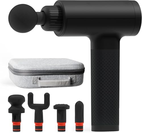 Image of Sharper Image Powerboost Deep Tissue Percussion Massage Gun [2026 Version] - Handheld Massager| 6 Speeds| 5 Attachments| Carrying Case| Full Body Muscle Recovery & Pain Relief| Gift for Men & Women
