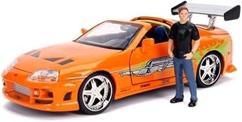 Jada Fast & Furious Brians 1995 Toyota Supra Diecast Model 1:24 Scale Durable Die Cast Car Includes Brian O' Conner Figure Perfect for Collectors and Kids