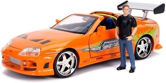 Jada Fast & Furious Brians 1995 Toyota Supra Diecast Model 1:24 Scale Durable Die Cast Car Includes Brian O' Conner Figure Perfect for Collectors and Kids