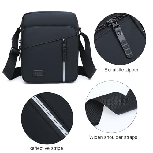 Small Crossbody Messenger Bag for Mens Women, Travel Passport Phone Sling Shoulder Purse Side Handbag (Black)4