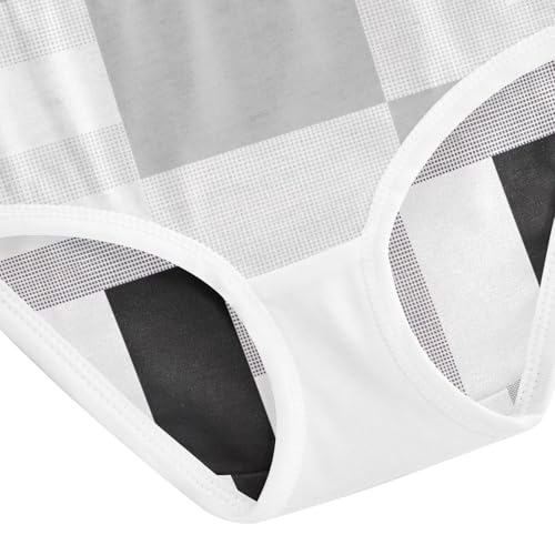 Toddler Girl Briefs, Black White Buffalo Plaid Squares Cotton Girls Underwear, 2T–8 Years4