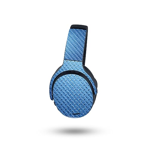 Image of MightySkins Carbon Fiber Skin Compatible with Skullcandy Crusher ANC 2 - Blue Gridiron | Protective, Durable Textured Carbon Fiber Finish | Easy to Apply