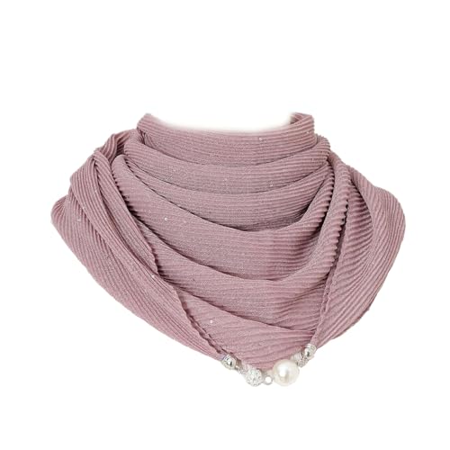 Générique scintille foulard infini avec perle, hiver chaud tricot cou plus chaud pour les femmes, élégant accessoire de la fête glitter (Pink)