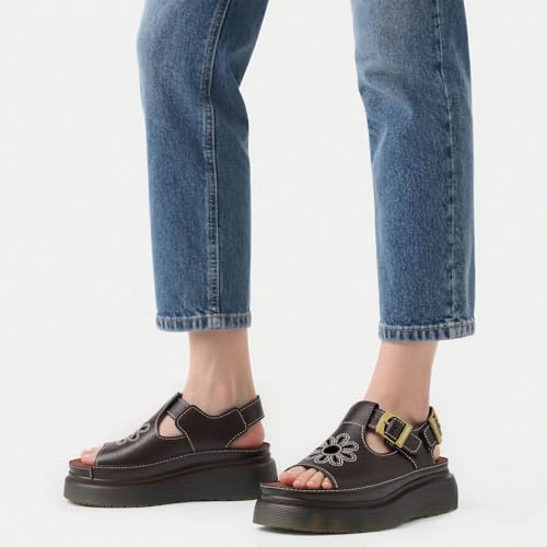 Platform Sandals for Women Chunky Ankle Buckle Casual Open Toe Comfortable Flower Decoration Fisherman Sandals3