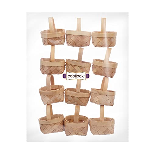Cabilock Mini Woven Baskets with Handles Small Wood Chip Basket for Wedding Party Favors Candy Storage Rustic Farmhouse Decor and Crafts 6X5X6Cm by Cabilock - Used condition - Image 7