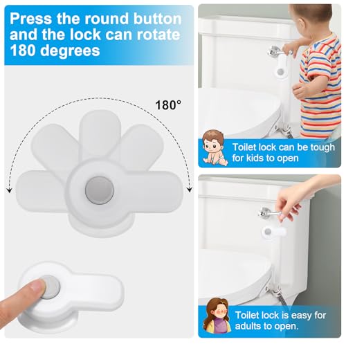 Image of Toilet Locks Baby Proof, Toilet Flush Locks Baby Proof Child Toddlers, Round Cover Childproof Lock for Bathroom Restroom Washroom Lavatory, Easy Installation Baby Safety Lock with 3M Adhesive(1Pack)