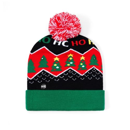 2THESTARS Christmas Hat 2 Pack Light Up Knitted Beanie Hat Xmas Santa Holiday Cap LED Lights — view 6