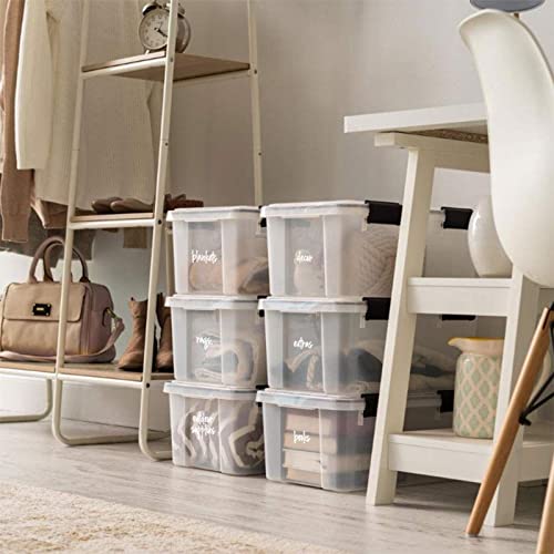 Talented Kitchen 136 Storage Room & Garage Organization Labels. White Script Preprinted Labels. Water Resistant Black On Clear Stickers. Organization System Labels For Bins & Boxes Holiday & Essential #TOP2