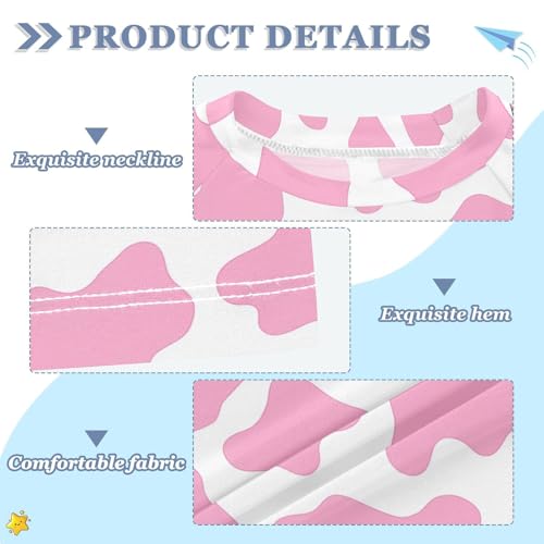 ALAZA Kids Rash Guard Girls Boys Toddler Swim Shirts Short Sleeve Pink Cow Camoflage UPF 50+ 3T3