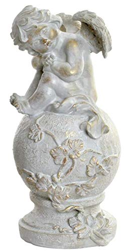 Ange doré gris sur boule 25 cm idéal pour une décoration de salon cocooning