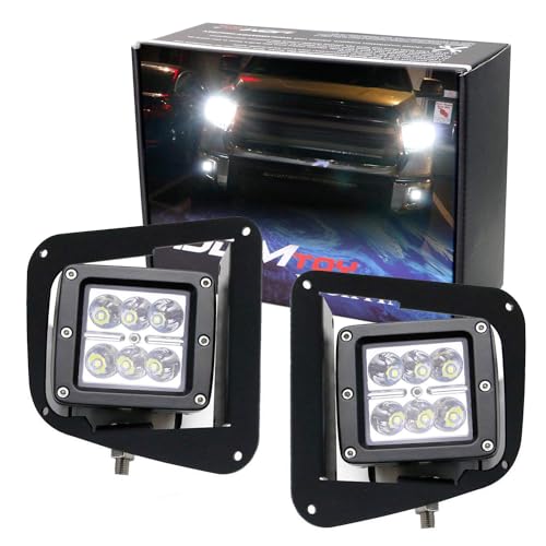 iJDMTOY LED Pod Light Fog Lamp Kit Compatible With 2014-2021 Toyota Tundra, Includes (2) 24W High Power 2x3 CRE LED Cubes, Foglight Location Mount Brackets & Wiring/Adapter Harnesses