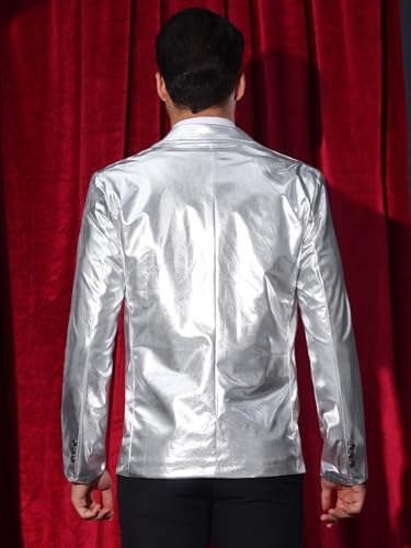Lars Amadeus Sparkly Metallic Blazer for Men's Peak Lapel Double-Breasted Party Disco Sport Coat Shining Suit Jacket3