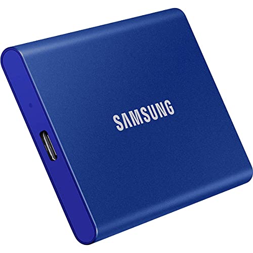 Image of Samsung T7 500GB Up to 1,050MB /s USB 3.2 Gen 2 (10Gbps, Type-C) External Solid State Drive (Portable SSD) Blue (MU-PC500H)