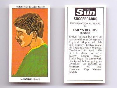 Sun Soccercards No 322 - Brazil NILTON SANTOS collectable football trade card
