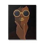 Stupell Industries Glam Female Portrait Leopard Print Sunglasses Patterned Lips