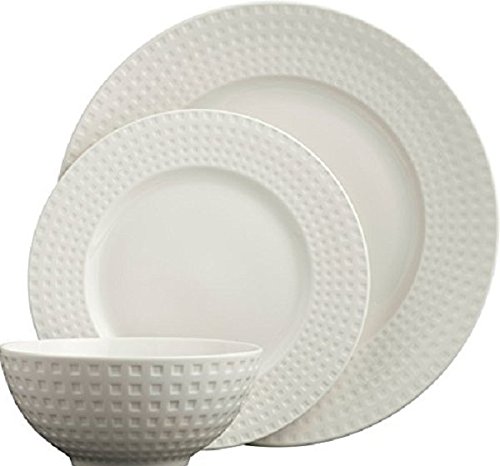 Belleek Pottery Grafton - Vajilla (12 Piezas), cerámica, Blanco, 28.5 x 28.5 x 7 cm